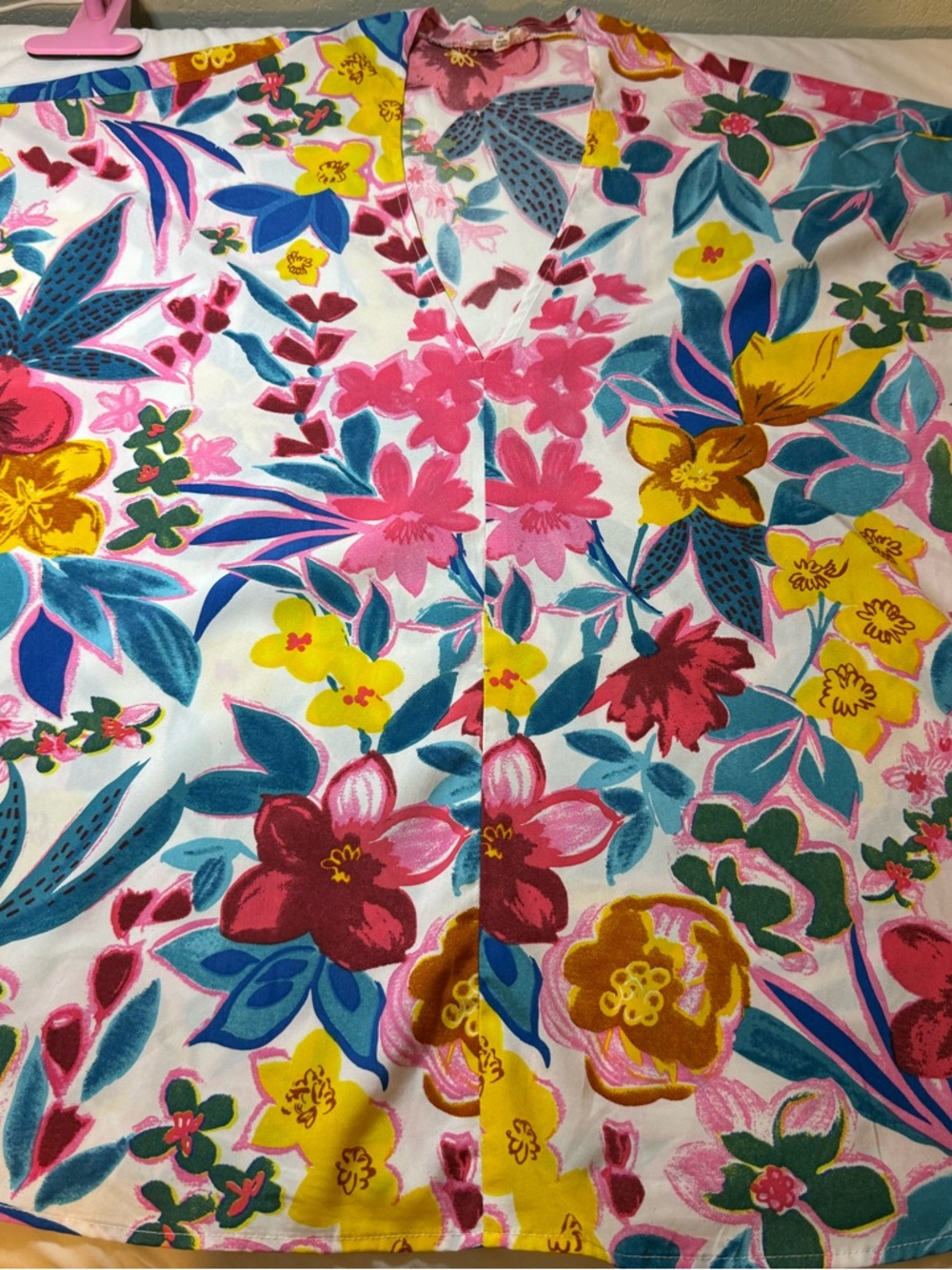 JODIFL Floral V-Neck Top in Pink, Yellow & Teal